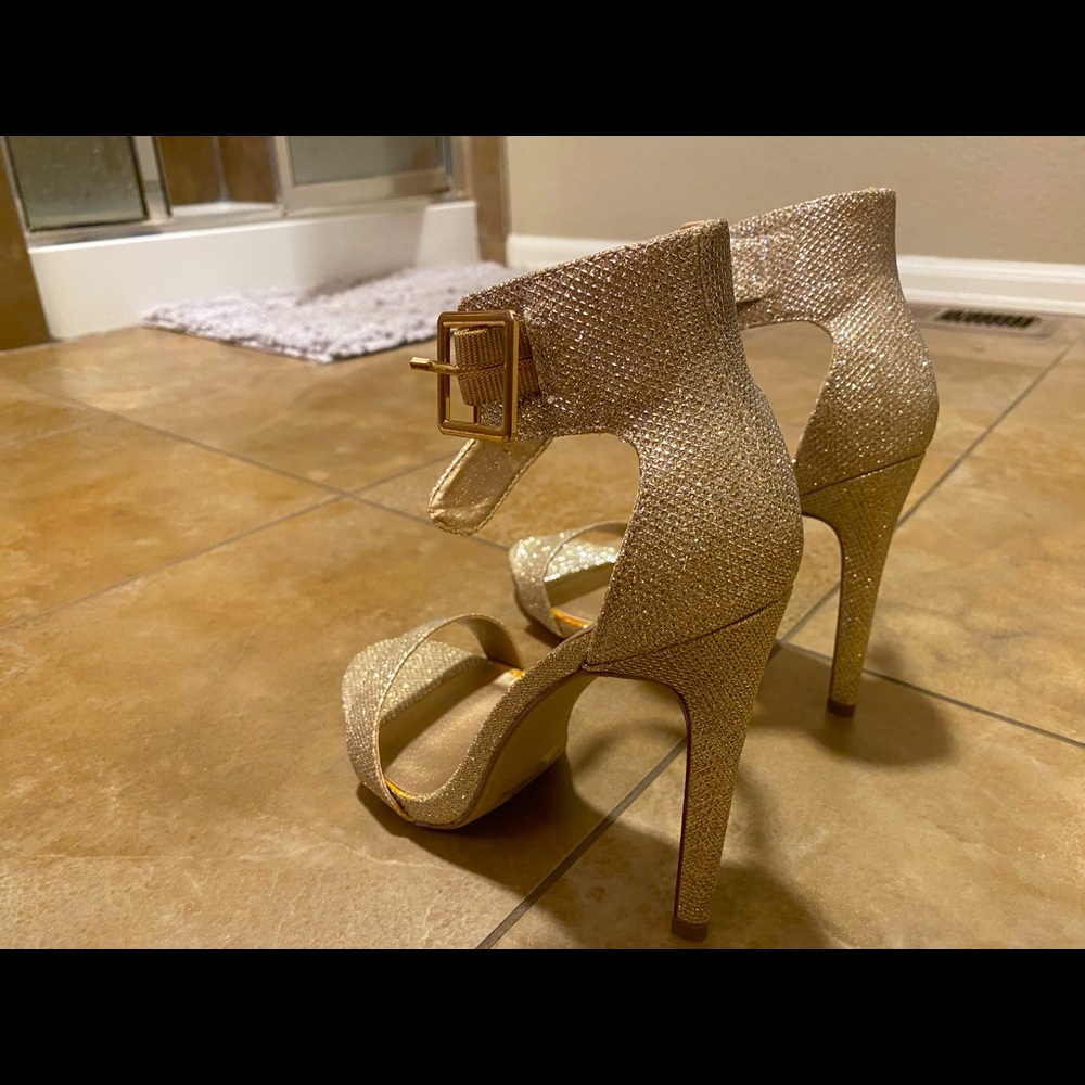 Gold sparkly heels